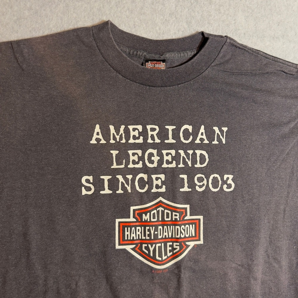 Vintage 1998 Harley Davidson T-Shirt Men XL Gray American Legend Big Logo 90s